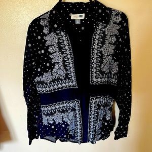 Paisley Navy Button Down Small
